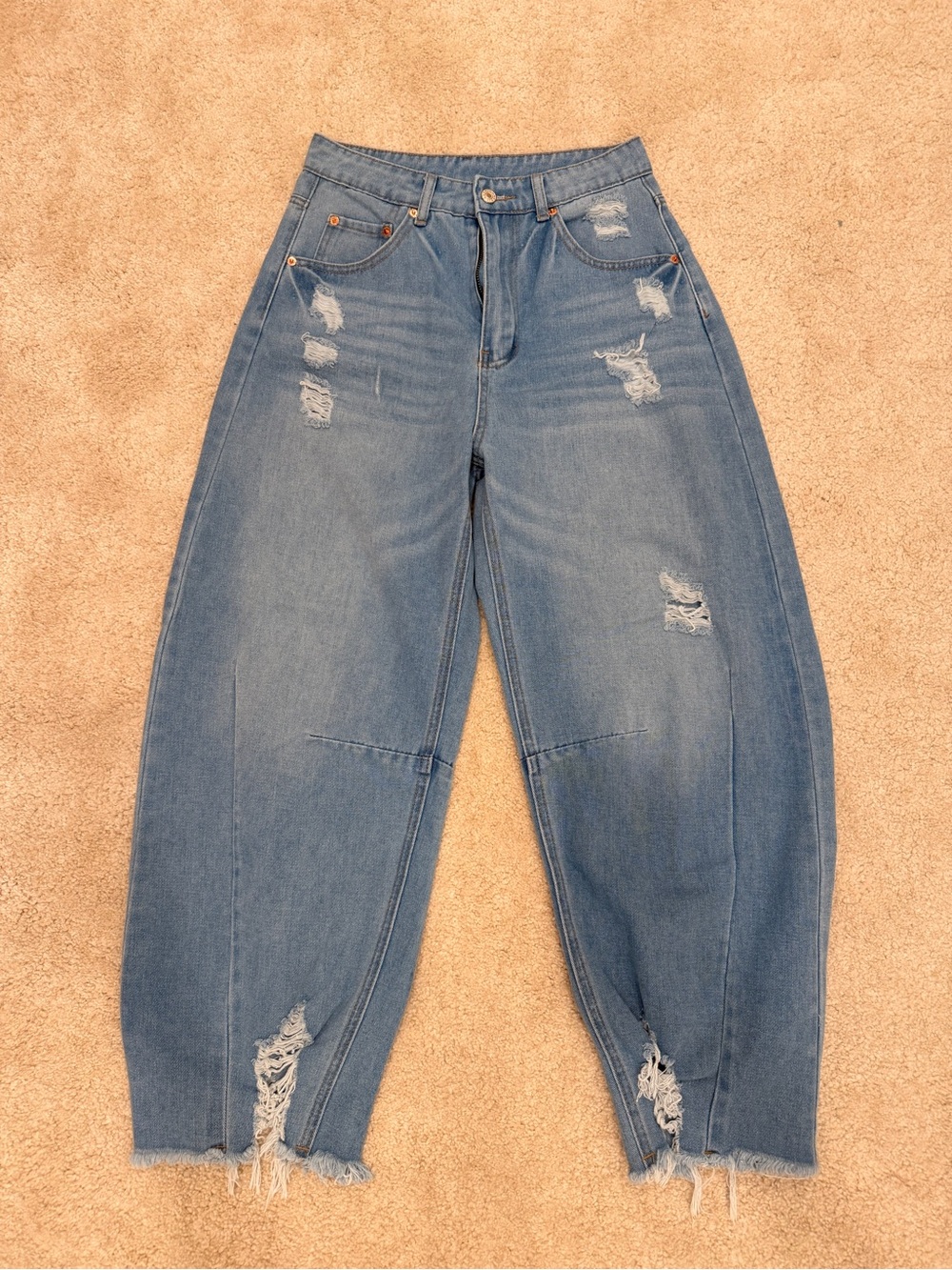 Women's Distressed High-Waist Blue Jeans